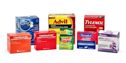 Get name brand and over-the-counter tablets in sealed packets and don't forget to pick up a box of Vita Cold to boost your immune system when you feel something coming on.