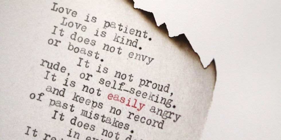 Scroll that starts with Love is patient, love is kind" is a famous line from 1 Corinthians 13:4 in the Bible