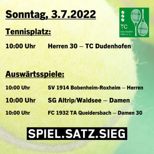 🎾++ Unsere Spiele am Wochenende ++🎾