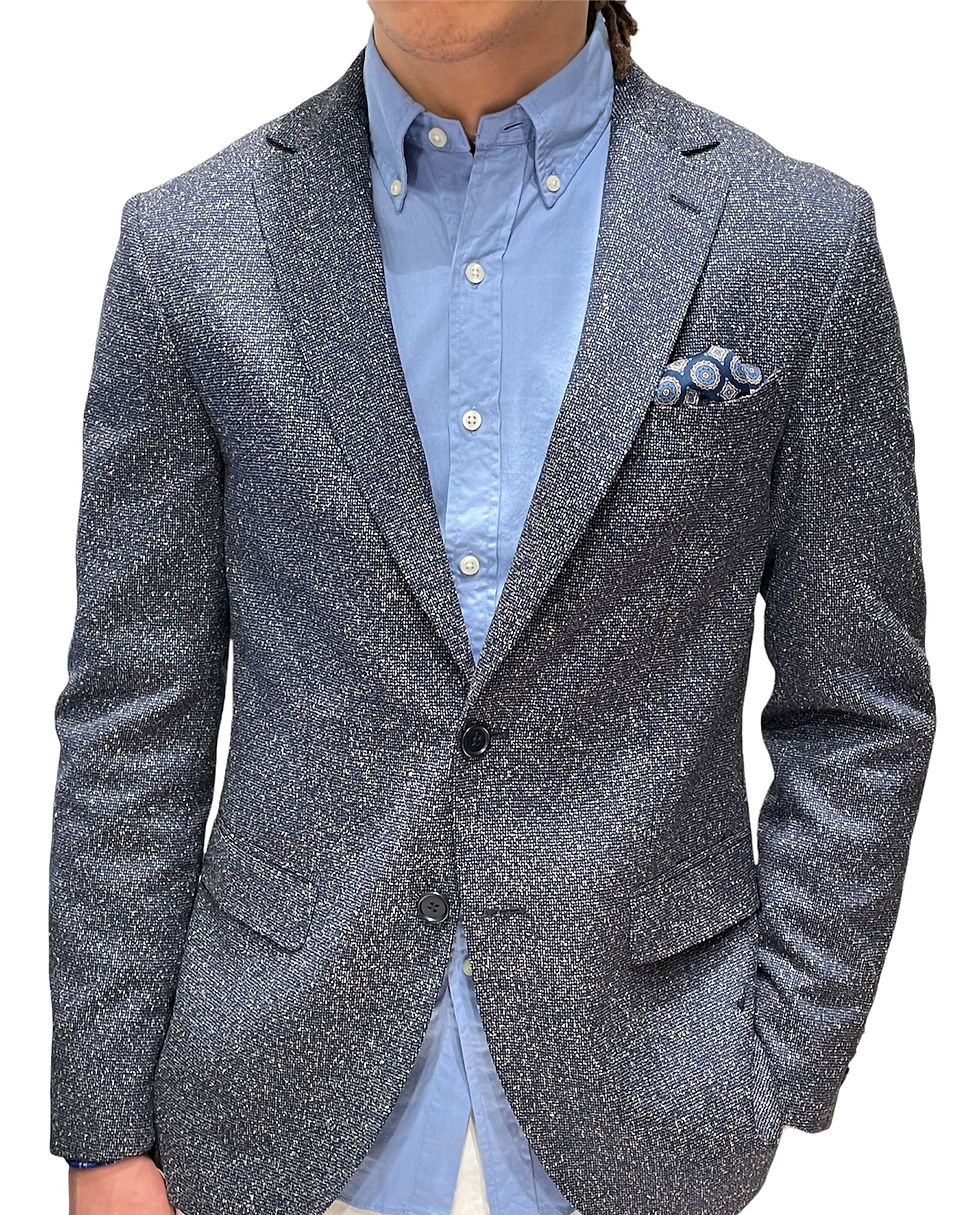 Miniature : MENSCH : Blazer bleu marine mouchetée