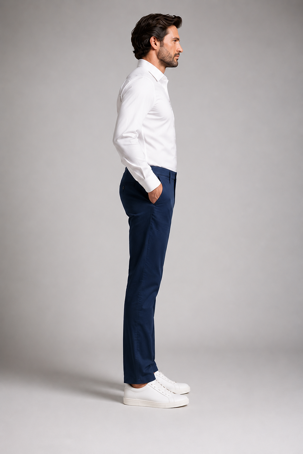 Miniature : MENSCH | LCDN : Chino coton bleu indigo coupe ajustée