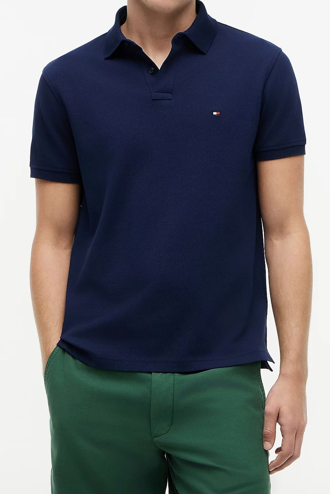 TOMMY HILFIGER Polo bleu marine coton piqué