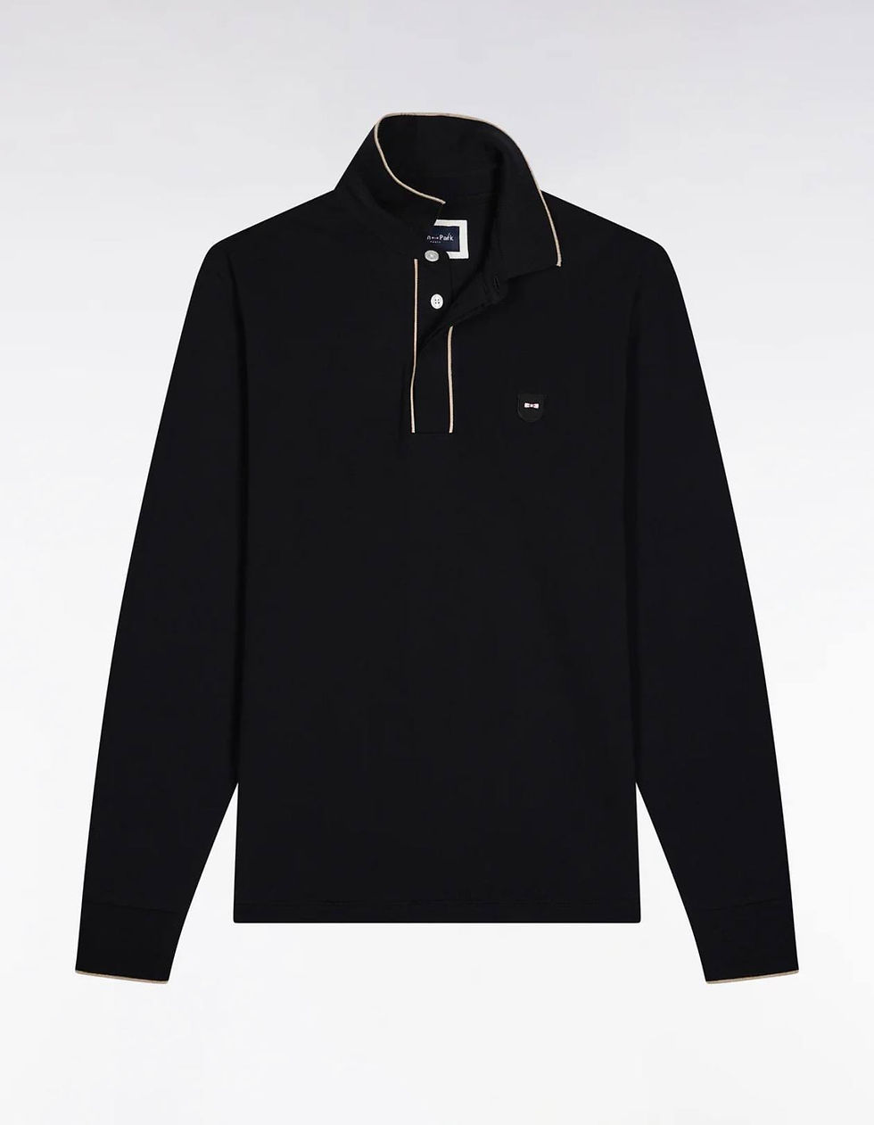 Miniature : EDEN PARK : Polo à manches longues en coton stretch marine passepoilé