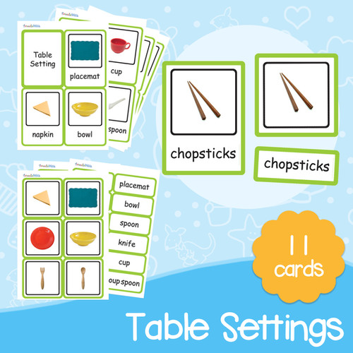 Tablelight Flashcard Table Settings | Printable Montessori Flashcards | 11 Cards | Right ...