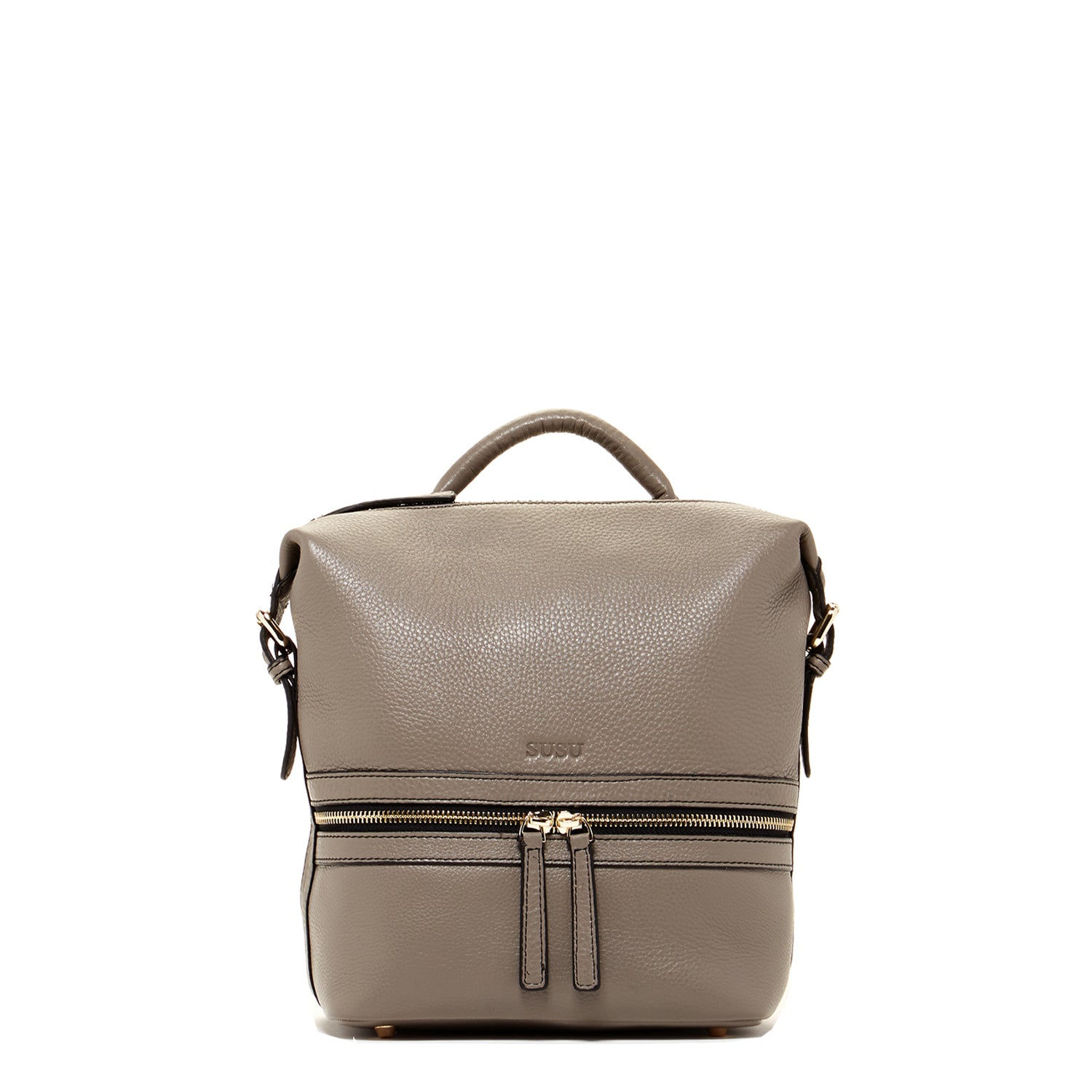 SUSU Grey Leather Backpack Purse Convertible Cross
