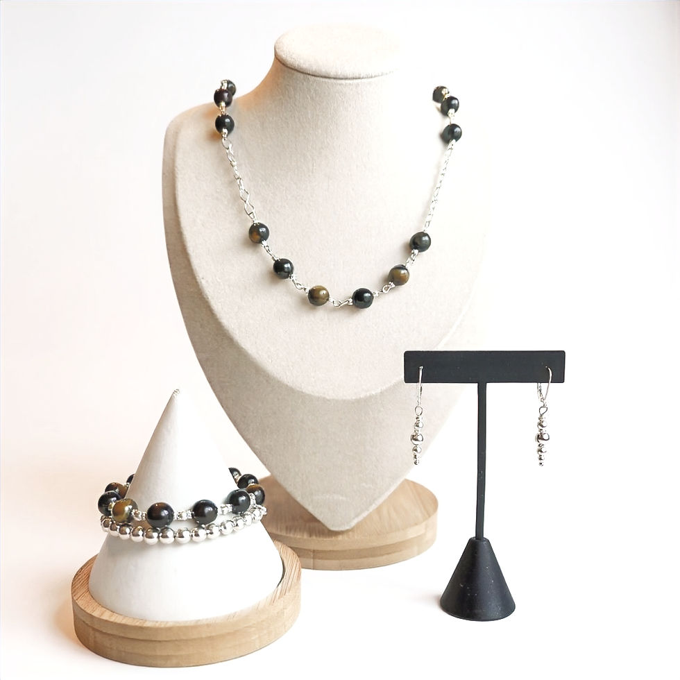 Tiger Eye Necklace, Bracelet Duo & Earrings - Quarry Atelier