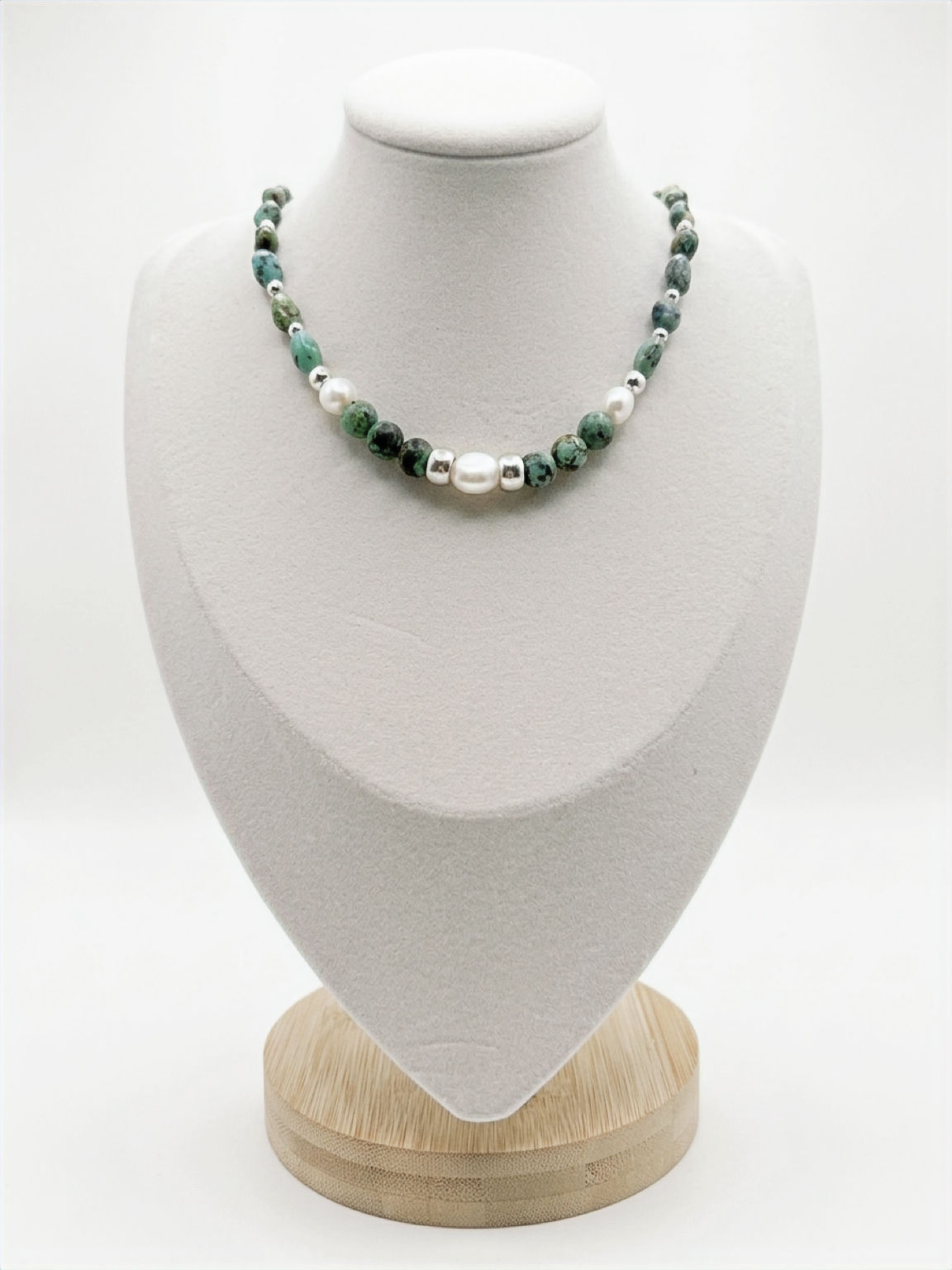 Pōhaku Kai African Turquoise & Freshwater Pearl Necklace | Moku by Quarry