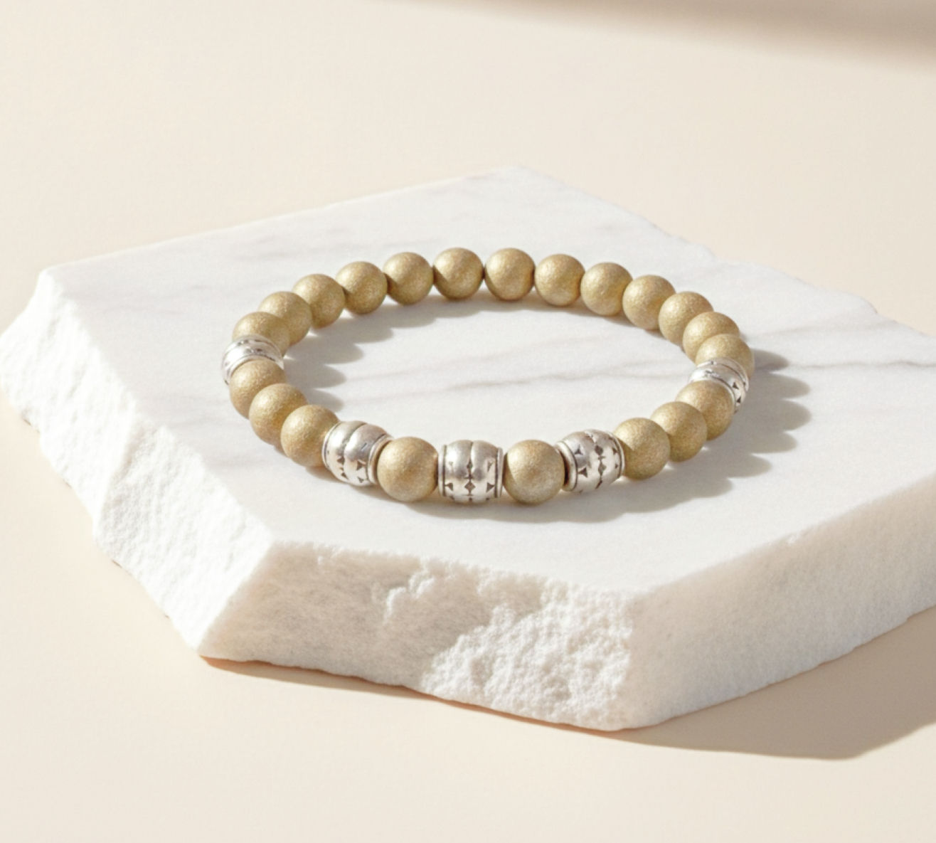Champagne Alloy – Etched Matte Druk & Antique Silver Men's Bracelet