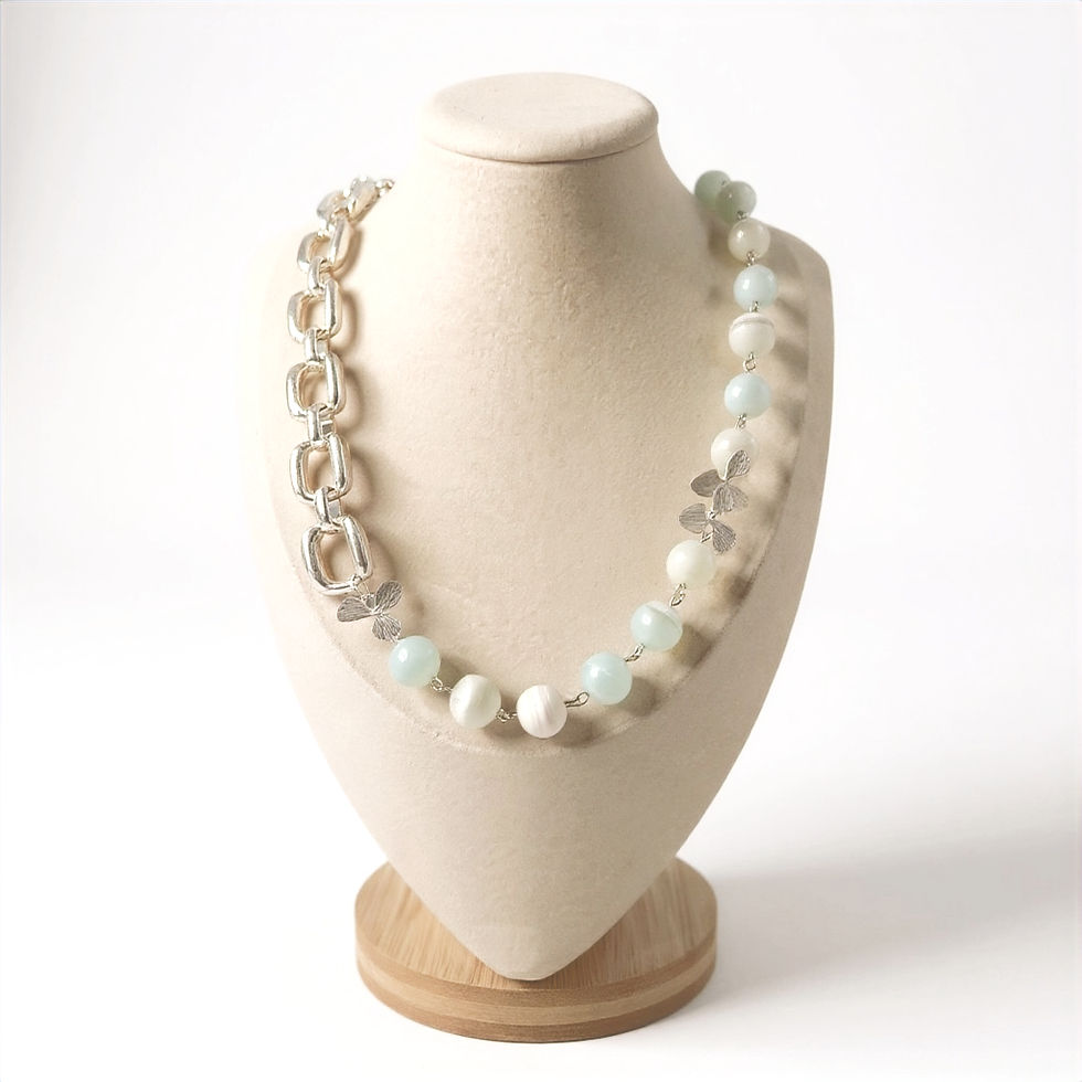 Quarry Atelier – Blue-Green Agate & Silver Orchid Necklace