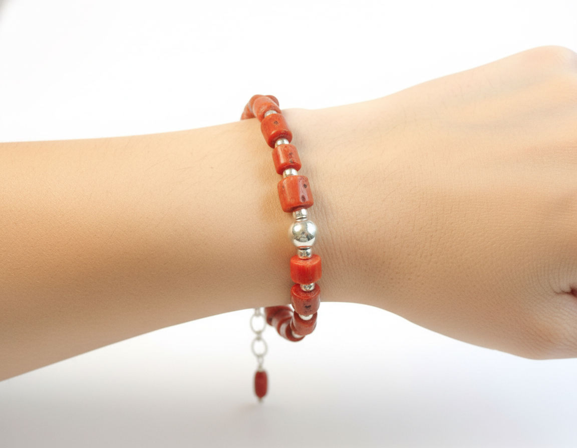 Lana ʻAhi Bracelet - Vintage Red Coral and Sterling Silver Bracelet