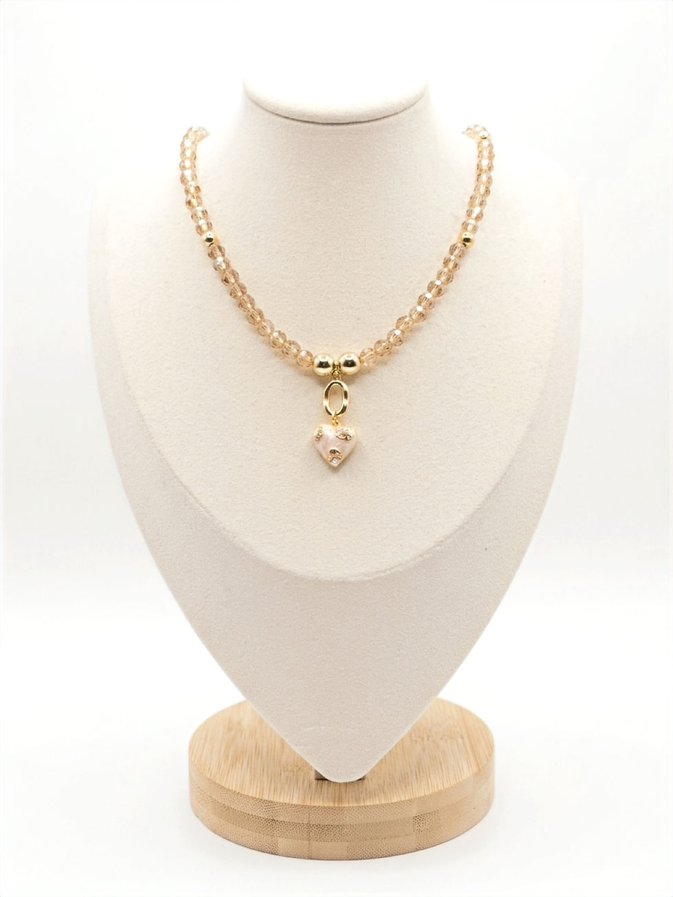 Cœur de Perle Necklace | Pink Crystal Heart Necklace | Maison de Bijoux by Quarry