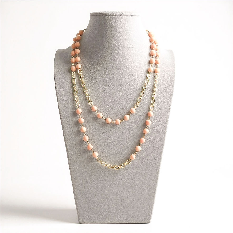 Pua ʻĀlohilohi – Pink Coral “Angel Skin” & Gold Double Strand Necklace – Moku Collection