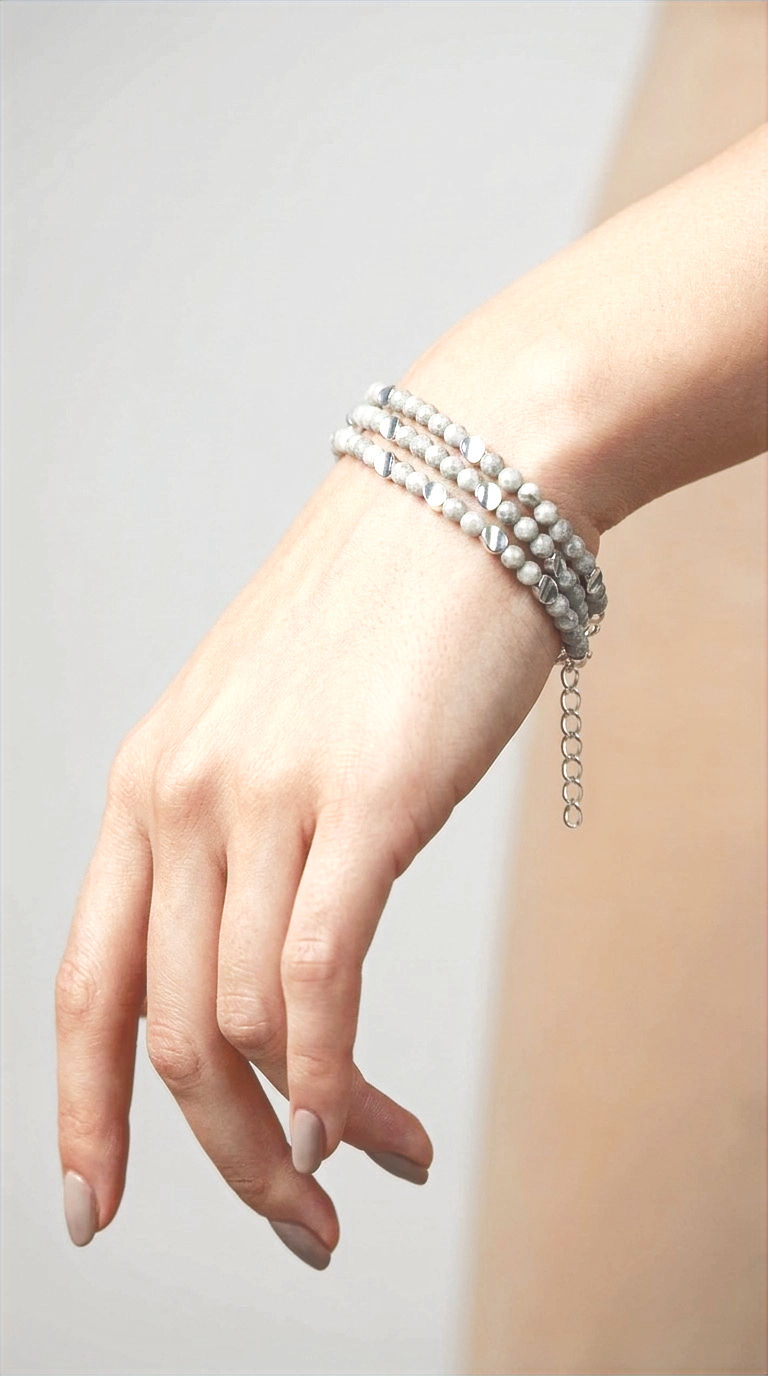 Thumbnail: Quarry Atelier – Moonlit Mercury Triple Strand Bracelet