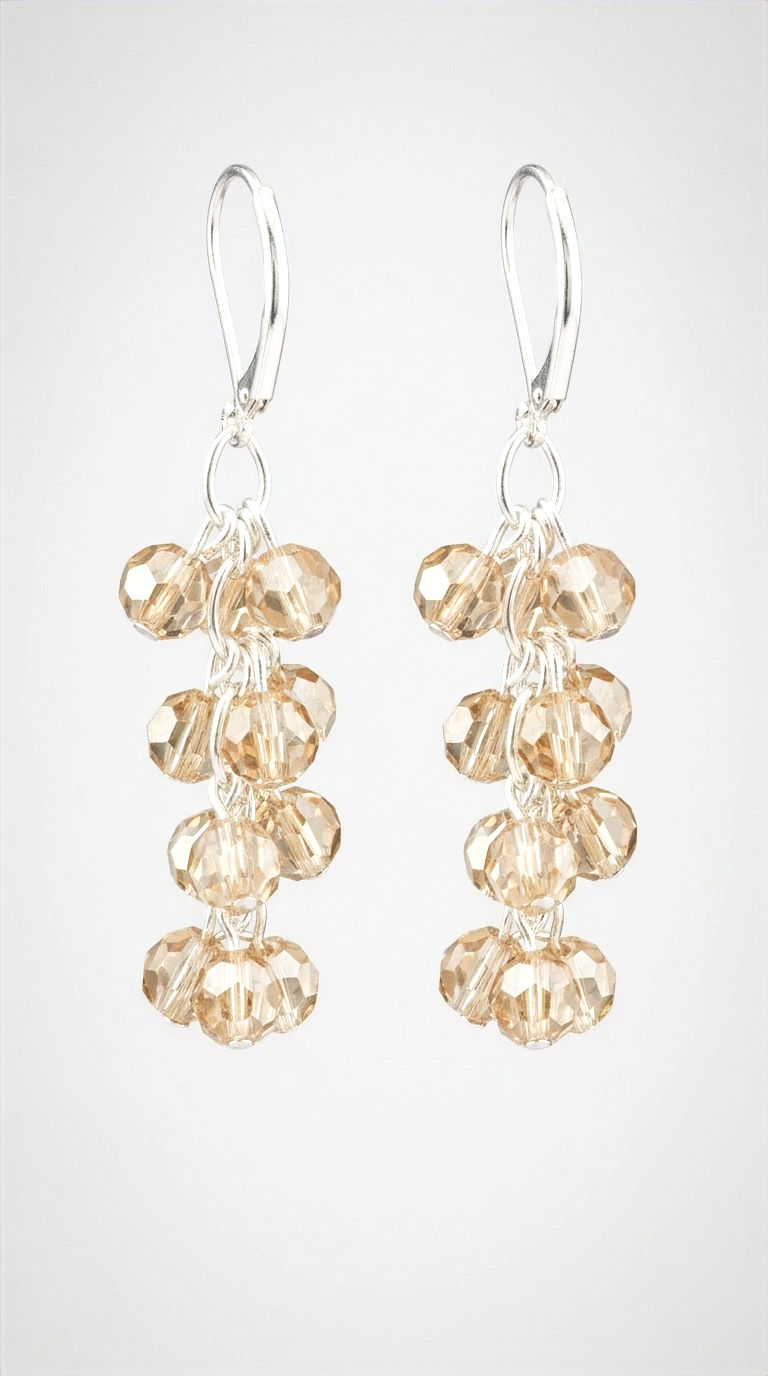 Lueur de Champagne Sterling Silver Champagne Crystal Dangle Earrings | Maison de Bijoux