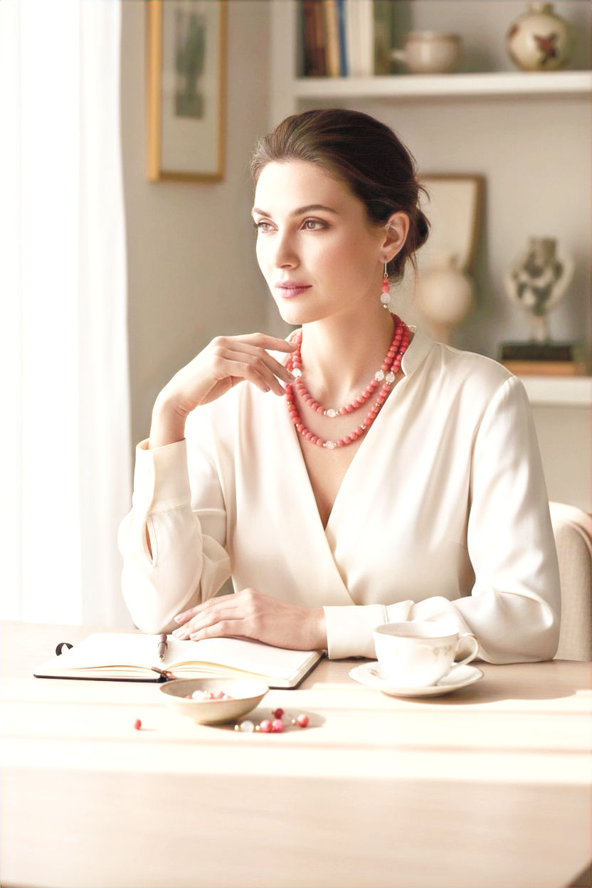 Thumbnail: Lele Kai - Vintage Pink Coral Necklace & Earrings Set - Moku Collection