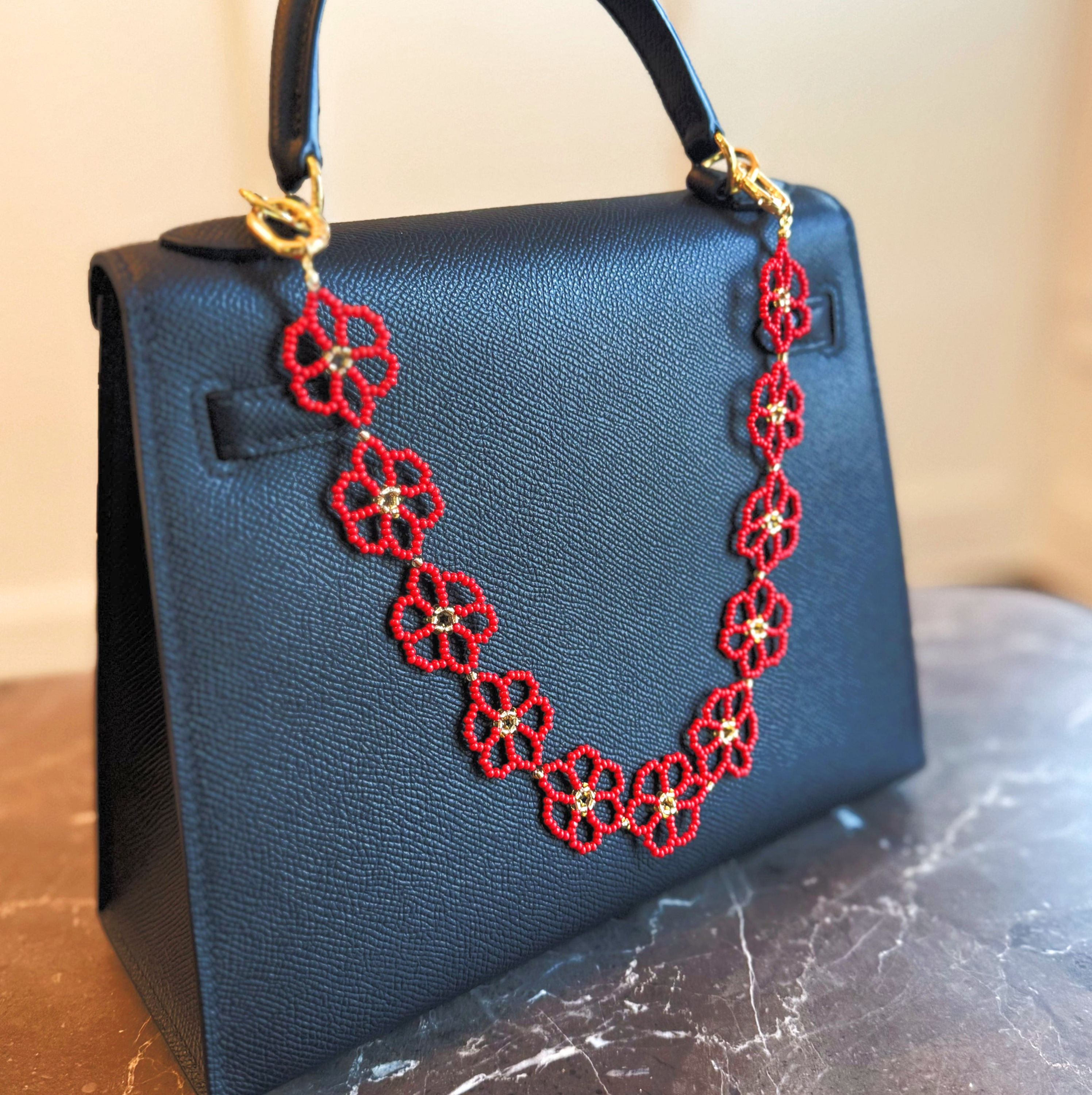 Beaded Flower Bag Charm