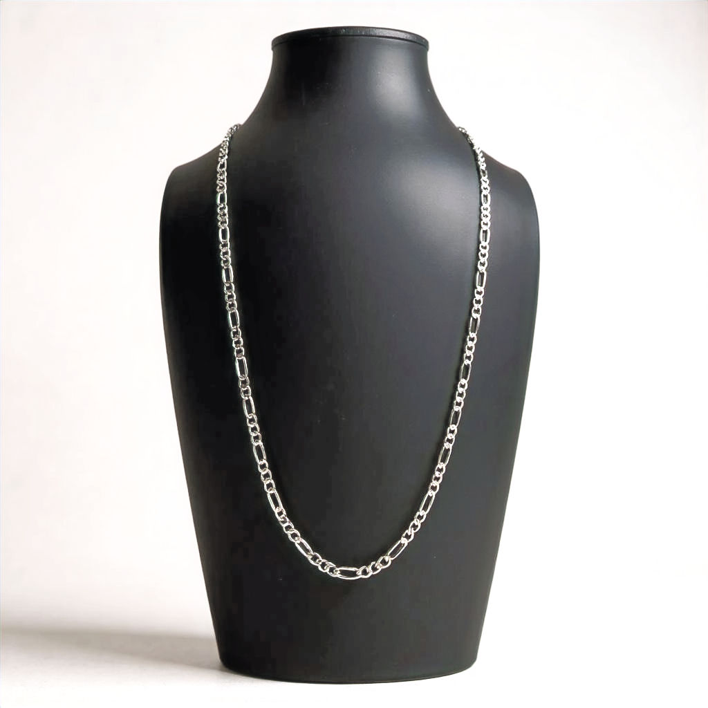 Men's Sterling Silver Diamond-Cut Figaro Chain  Noir by Quarry