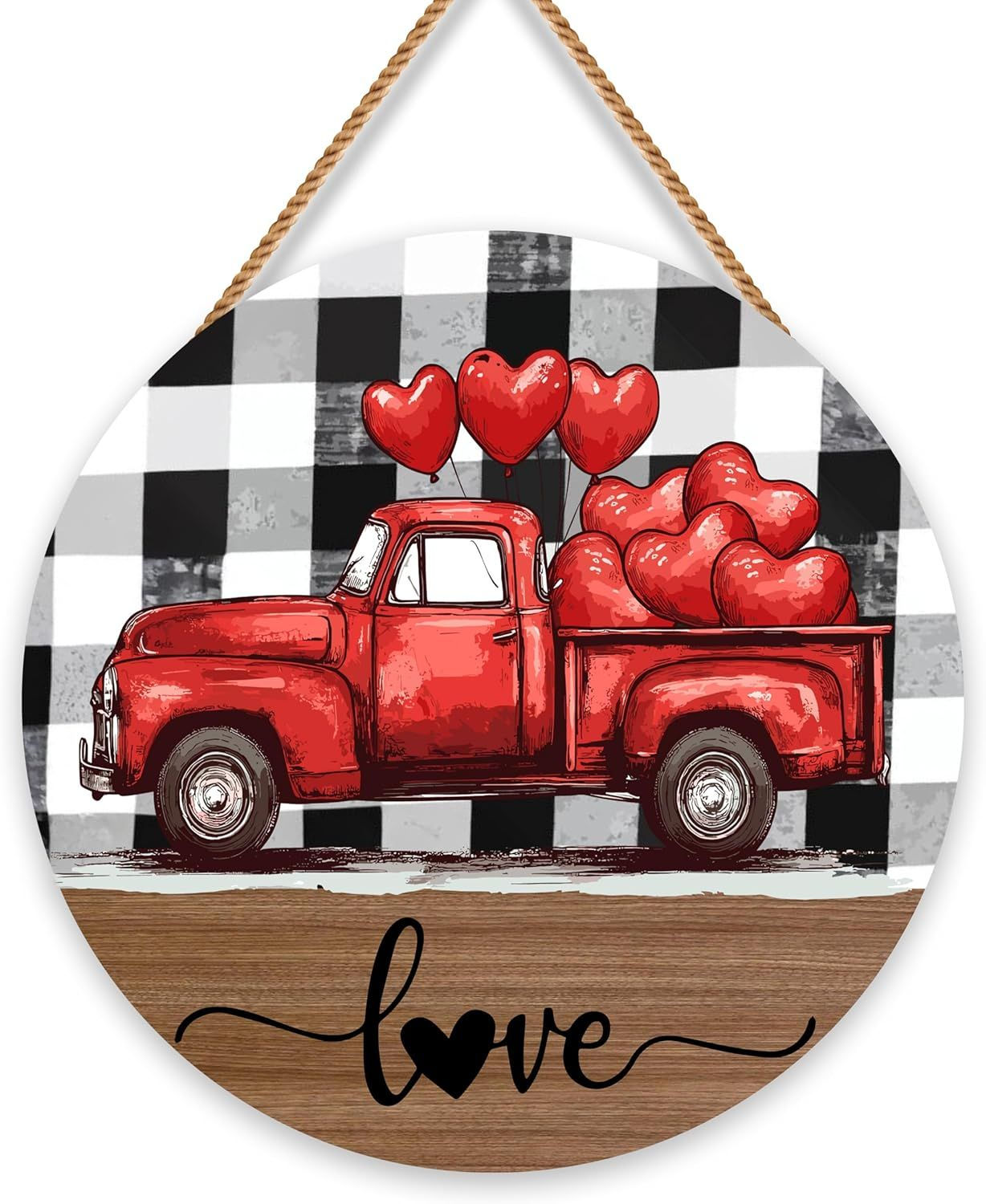Valentines Day Door Decor,Red Truck Hearts Love Wall Decor Love Sign,Valentines 