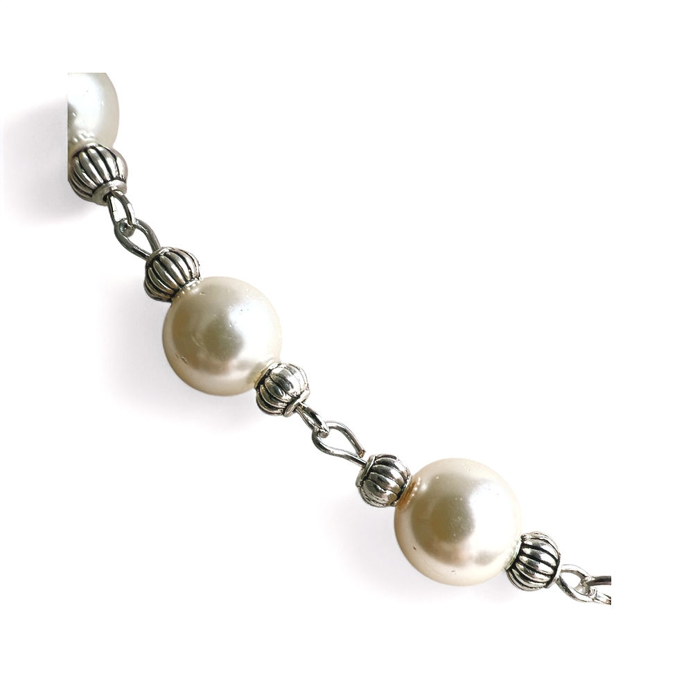 Thumbnail: Perle Argentée  Creamy Pearl Czech Glass & Silver Handcrafted Necklace