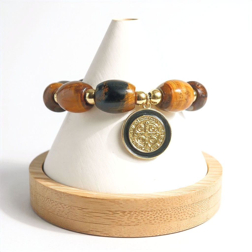 St. Benedict Bracelet - Stone + Gold