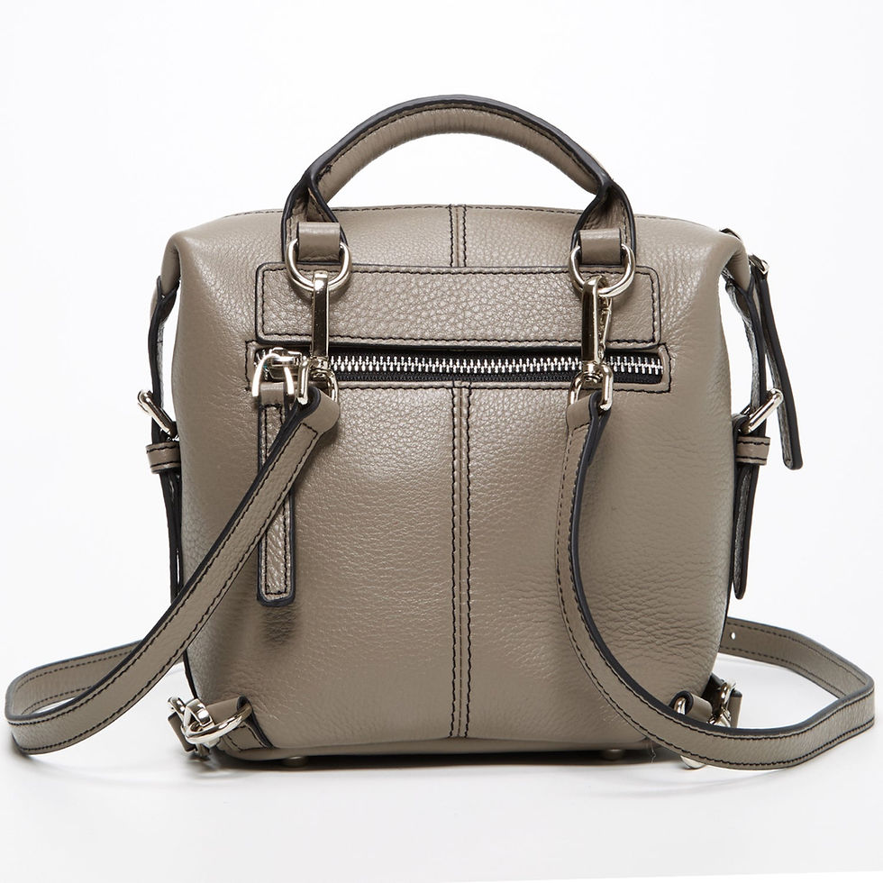 Thumbnail: Grey Leather Backpack Purse Convertible Crossbody 