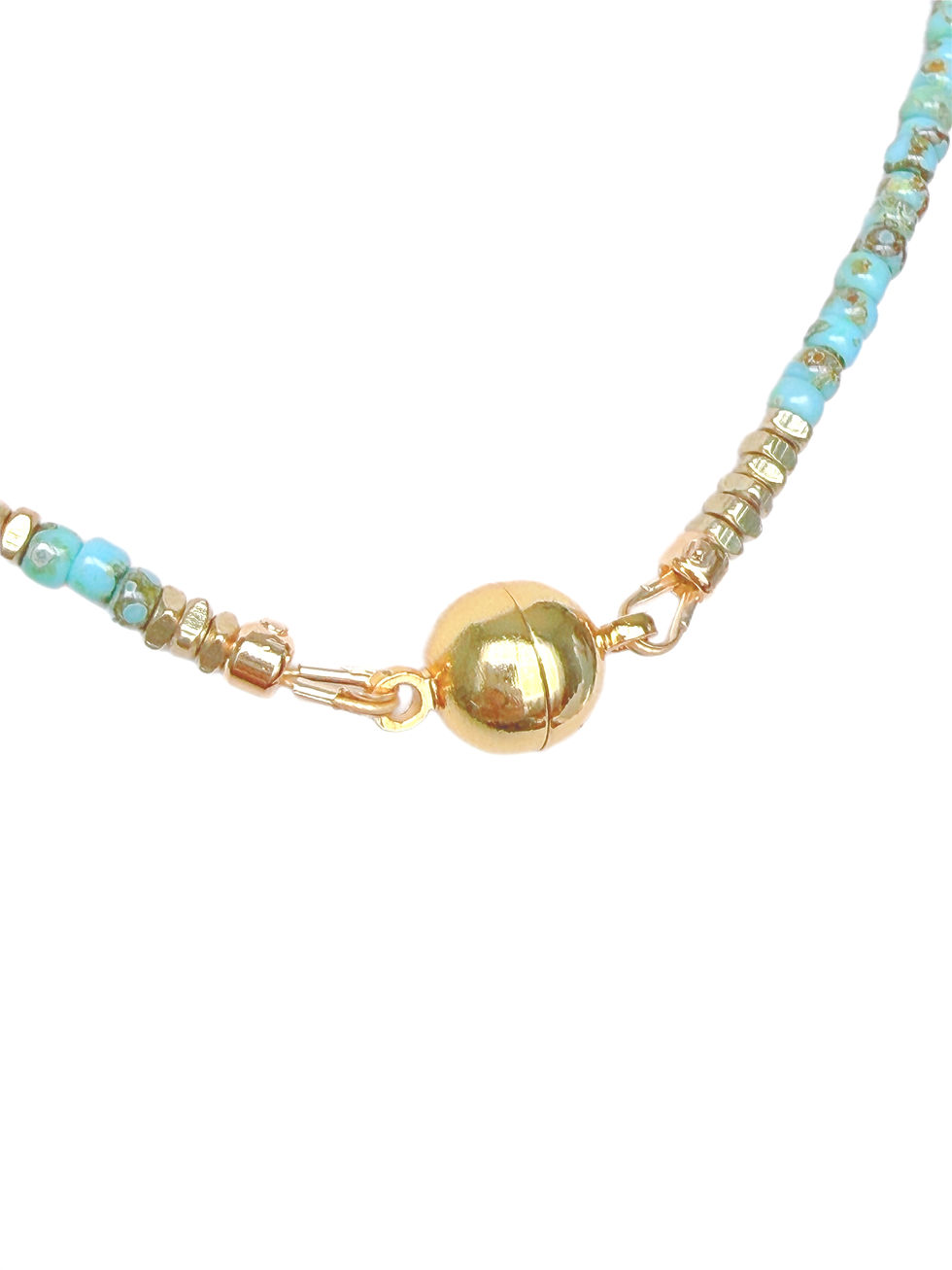 Thumbnail: La Ville de l'Amour II - "City of Love II" Necklace - Turquoise + Gold