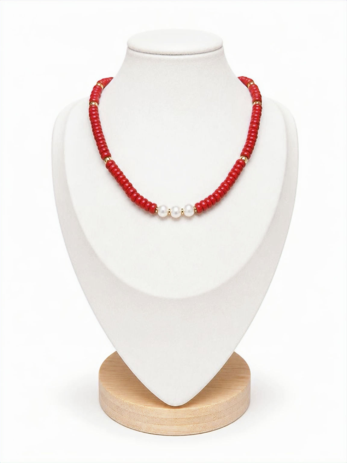 Kai Pōhaku Necklace | Vintage Red Coral & Freshwater Pearl | Moku by Quarry