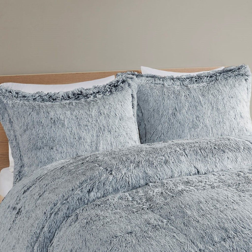 Thumbnail: Full/Queen Shaggy Long Fur Comforter Mini Set