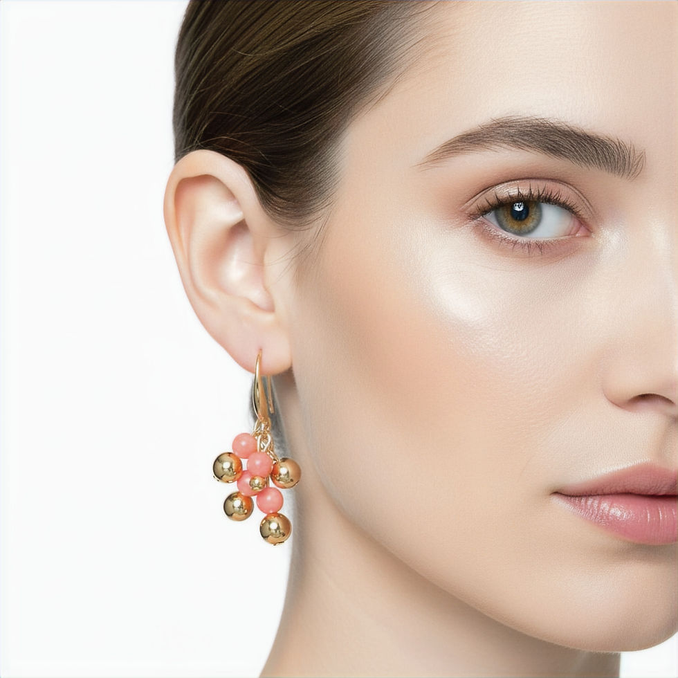 Thumbnail: Natural Pink Coral Earrings - Moku Collection