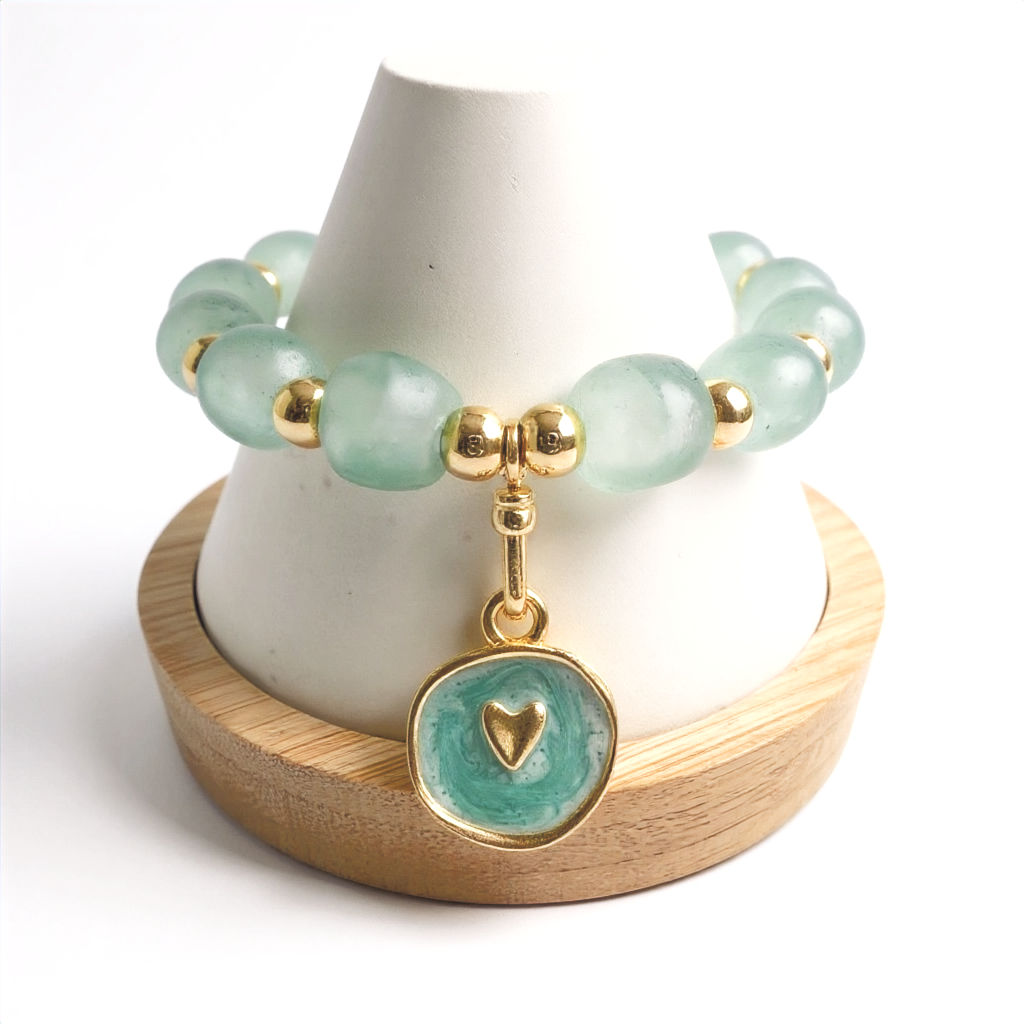 La Ville de l'Amour II - "City of Love II" Bracelet - Sea Green + Gold