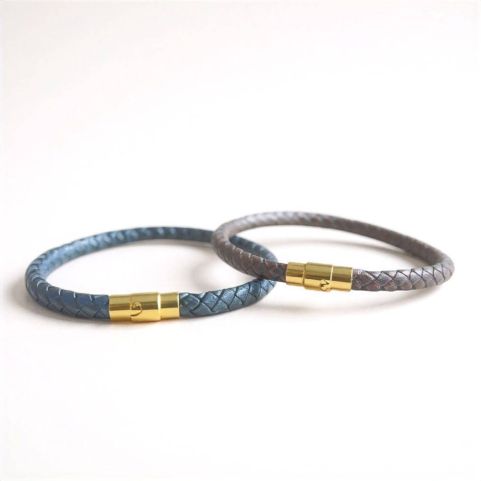 The Buckle Leather Bracelet for Him with Gold Buckle Clasp