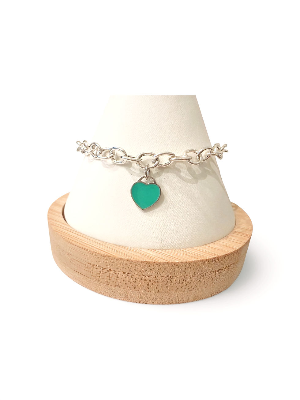 Cœur Argent Bleu II “Blue Silver Heart” - Sterling Silver Bracelet & Heart Charm