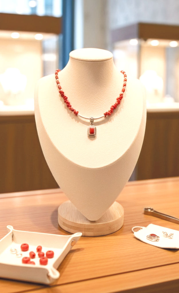 Thumbnail: Kai Ula Lani (Heavenly Red Sea) - Red Coral Necklace with Pendant