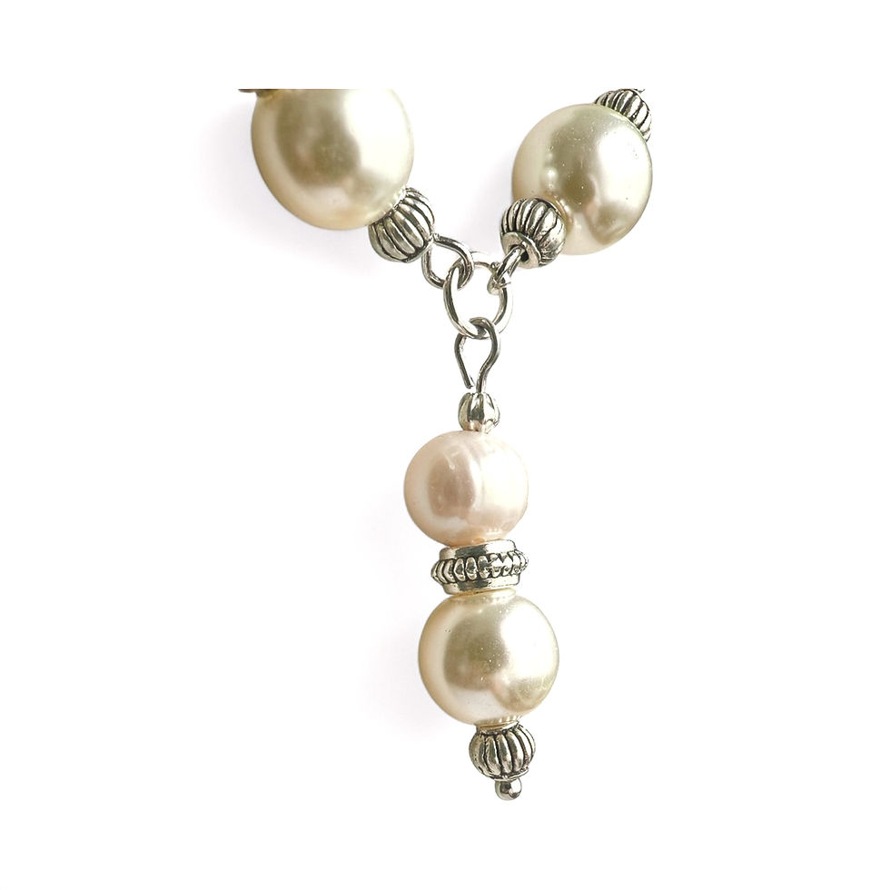 Thumbnail: Perle Argentée  Creamy Pearl Czech Glass & Silver Handcrafted Necklace