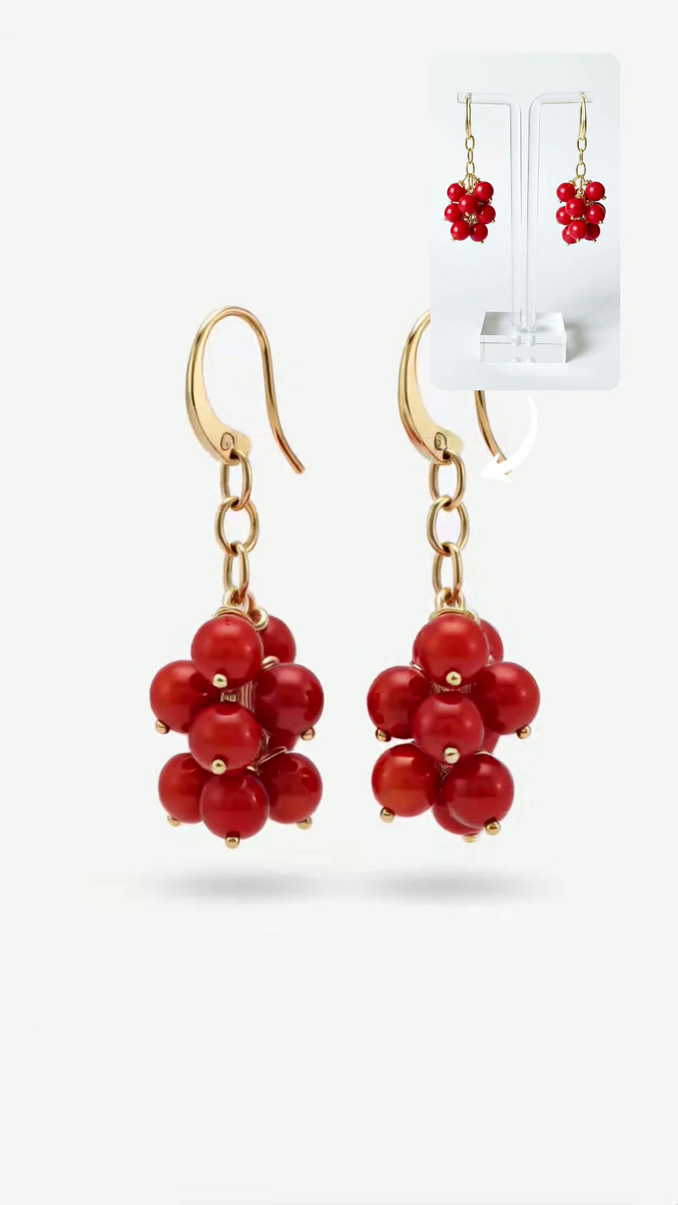 Thumbnail: Kai Rouge - Vintage Red Coral Cluster Earrings - Moku Collection