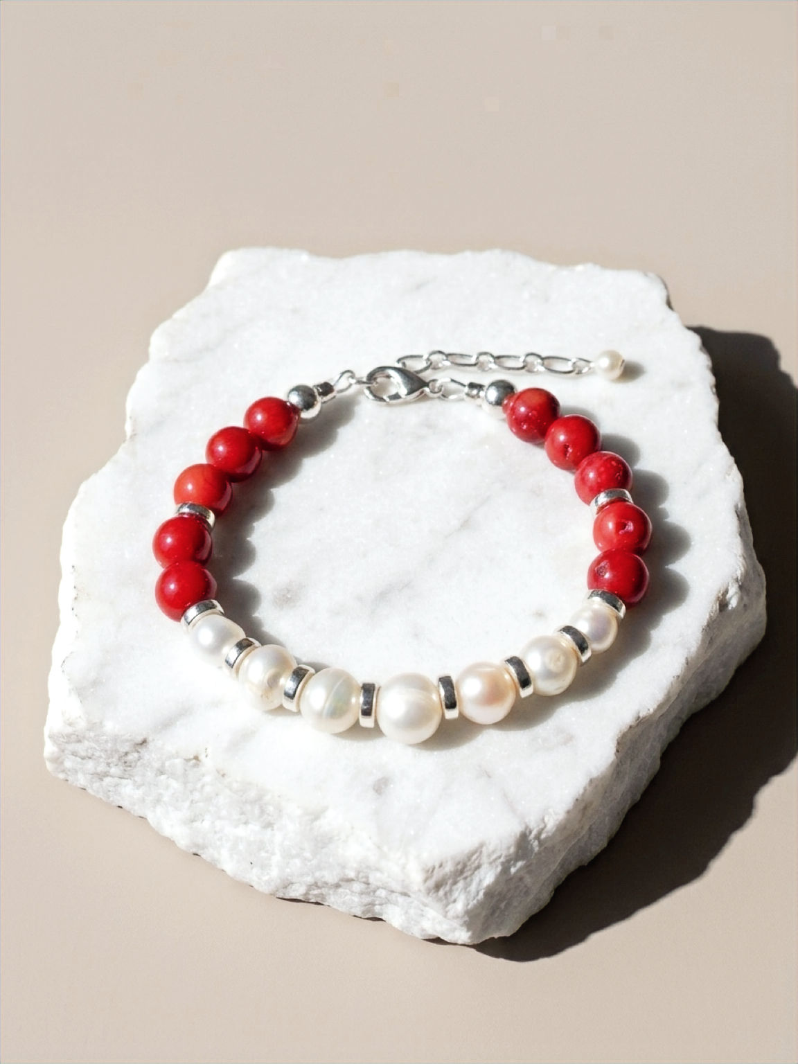Kai Ula Pearl Bracelet | Vintage Natural Coral & Freshwater Pearl Bracelet | Moku by Quarry