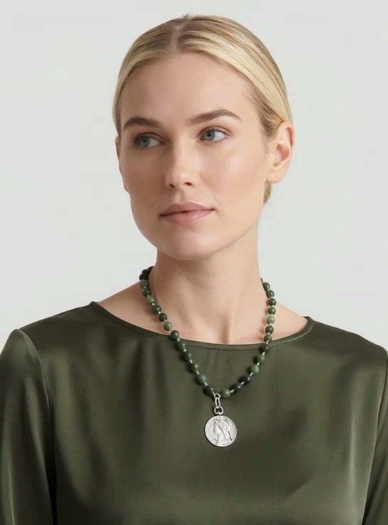 Thumbnail: Liberté de Jade | Natural Green Jade & Marianne Necklace | Quarry Atelier