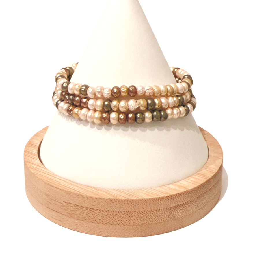 Cream Pearl Baroque Miyuki Bead Bracelet Set – Set of 3  - Moku by Quarry