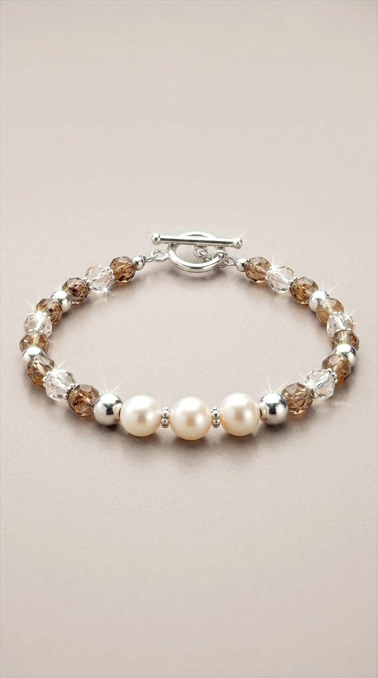 Ambre Perlé Bracelet | Freshwater Pearl & Amber Crystal Bracelet | Maison de Bijoux