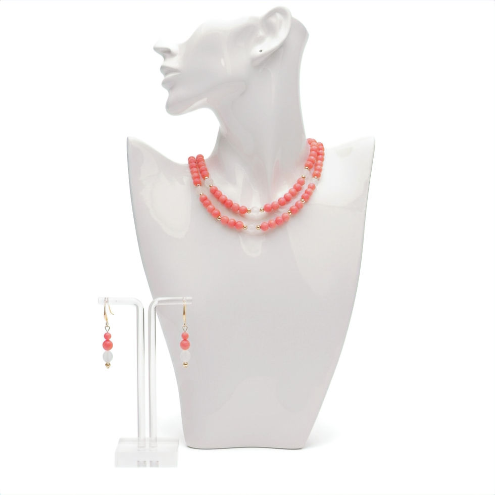Thumbnail: Lele Kai - Vintage Pink Coral Necklace & Earrings Set - Moku Collection