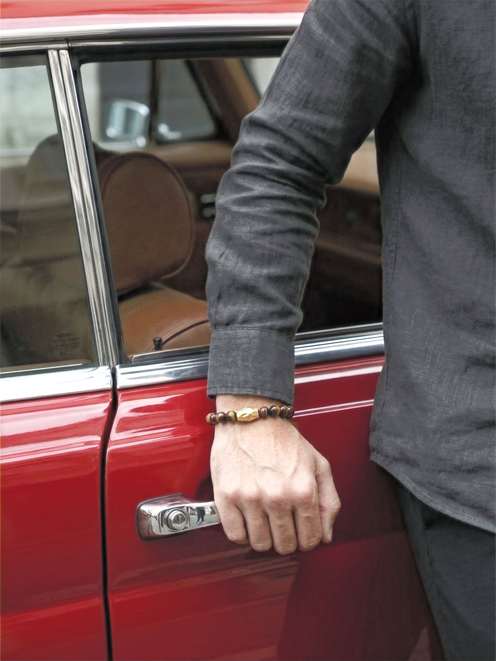 Solis | Tricolor Tiger Eye Men's Bracelet | Noir by Quarry