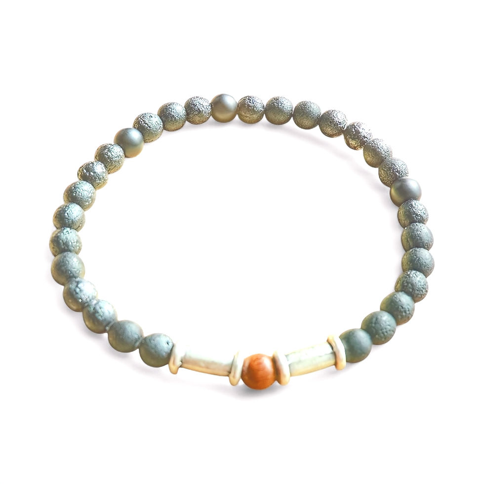 Thumbnail: Silverline Men’s Matte Black Onyx Bracelet with Silver Bar Accents