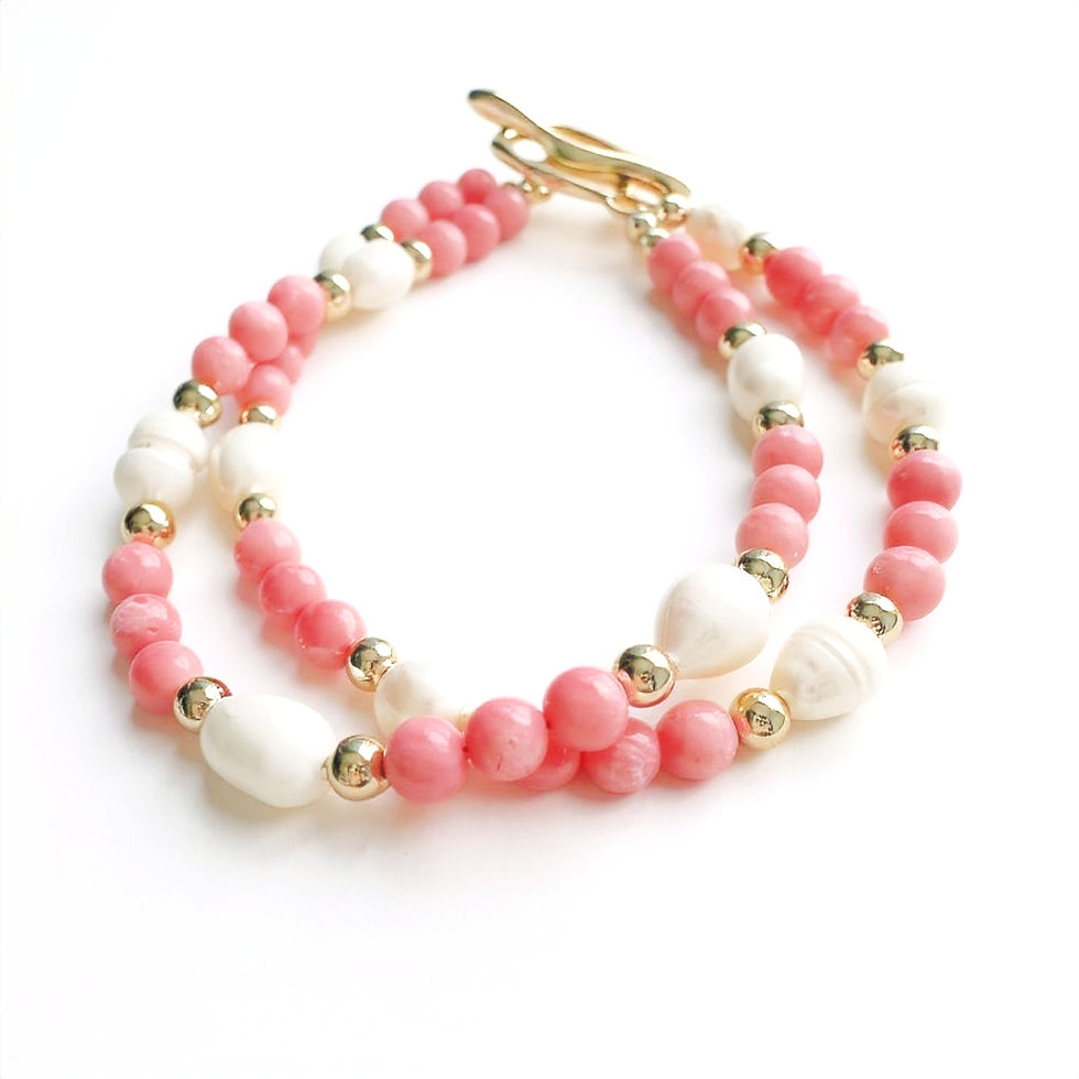 Thumbnail: Pua Kai "Sea Blossom" Bracelet - Natural Pink Coral & Freshwater Pearls