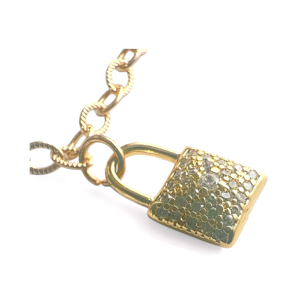 Thumbnail: Love Lock - 14k gold with gold pave padlock