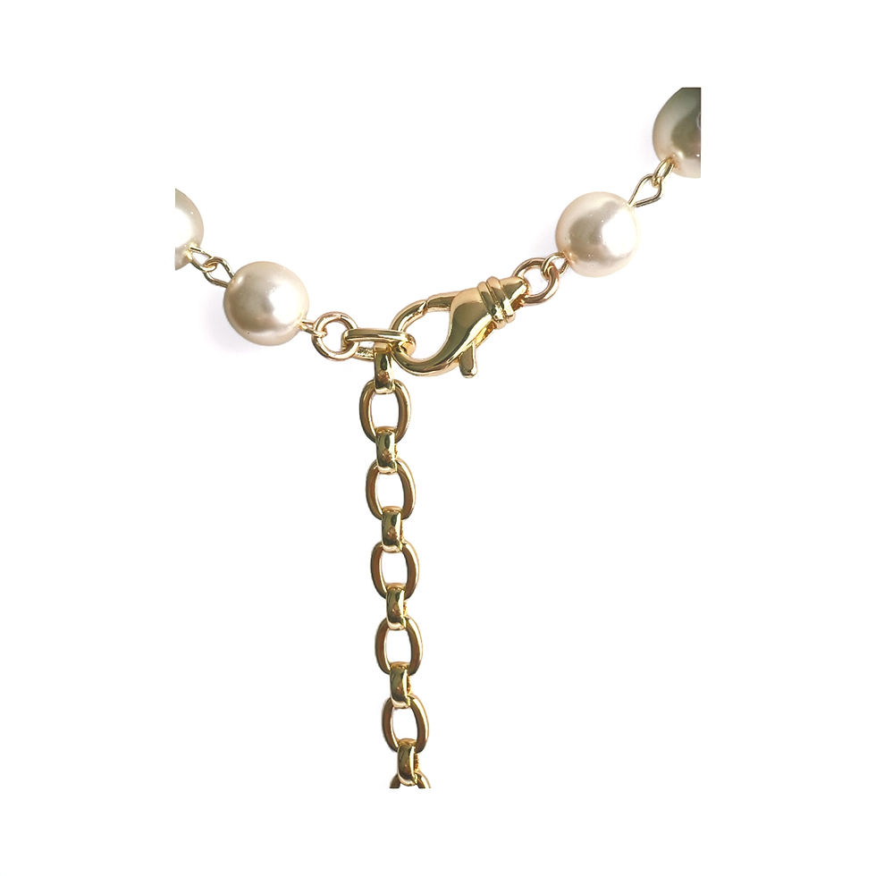 Thumbnail: “L’Héritière” — Cream Czech Glass Pearl Necklace with Vintage Fleur-de-Lis Charm