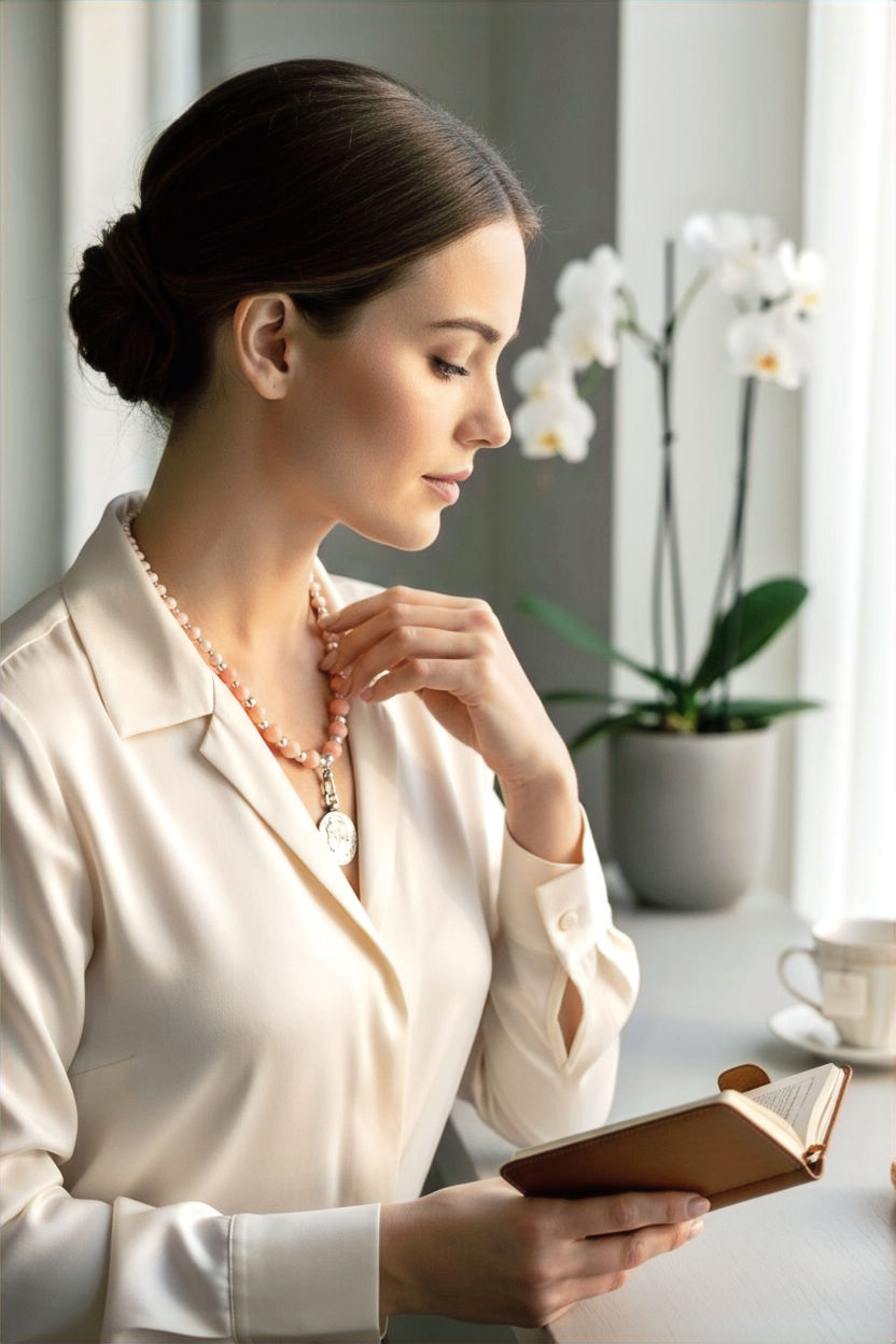 Leilani Liberté - Angel Skin Coral & Marianne Medal Necklace - Moku Collection