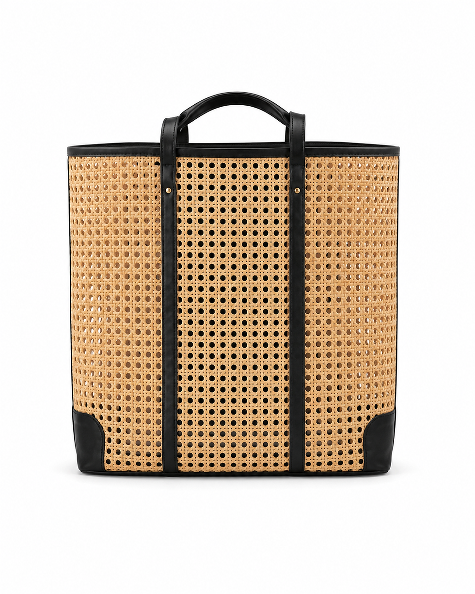 Thumbnail: Dian Leather and Rattan Tote Bag