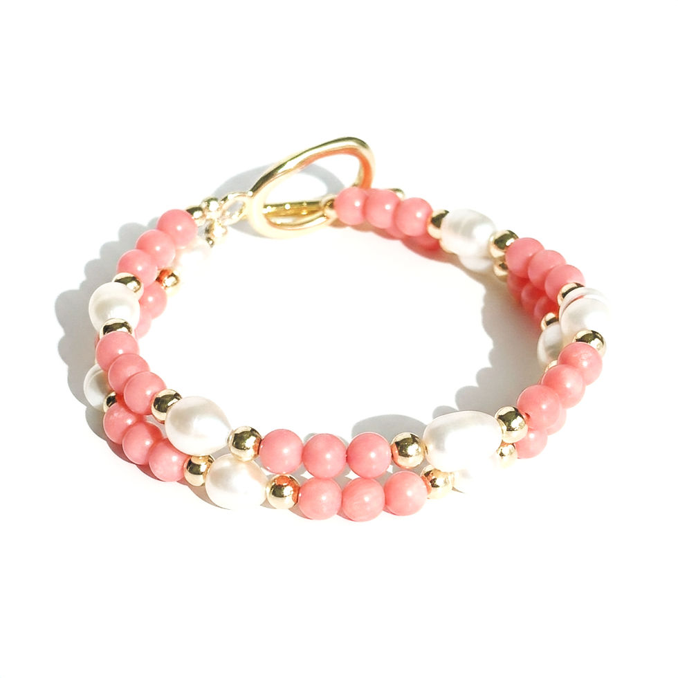 Thumbnail: Pua Kai "Sea Blossom" Bracelet - Natural Pink Coral & Freshwater Pearls