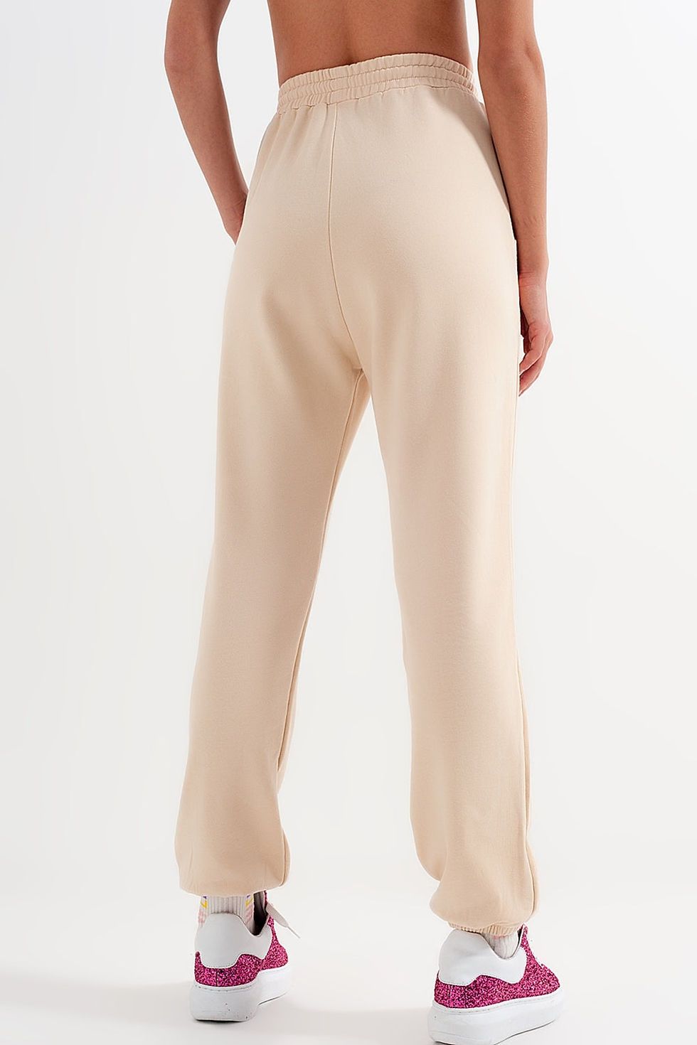 Thumbnail: Joggers With Elastic Waist Band in Beige
