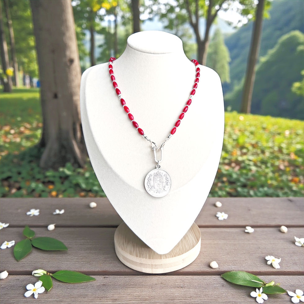 Thumbnail: Moku by Quarry – Kai ʻUla Mana - Vintage Italian Red Coral & Medallion Necklace